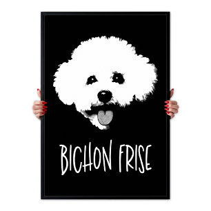 Affiche Bichon Frisé Pop Art Minimaliste Chic Noir & Blanc