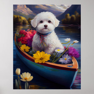 Affiche Bichon Frise sur une pagaie : une aventure Pittore