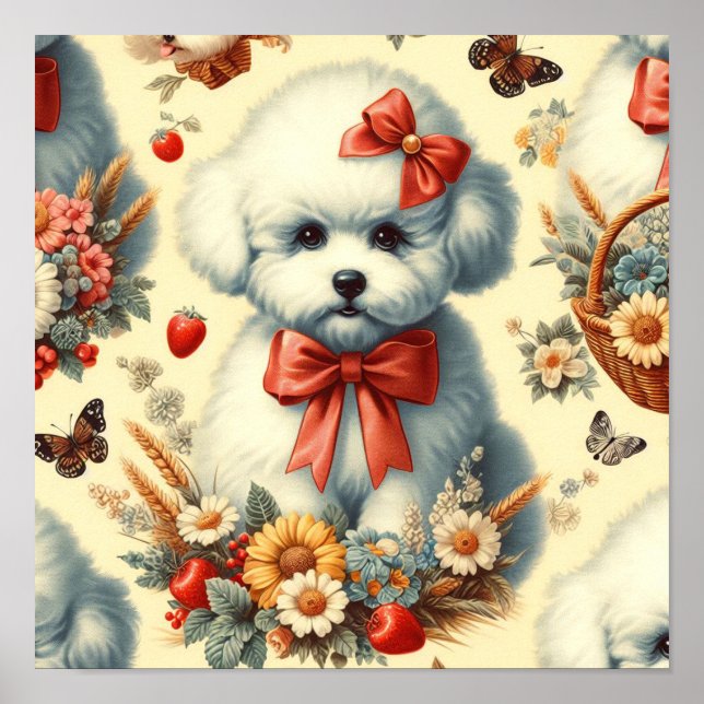Affiche Bichon Frisé Vintage (Devant)