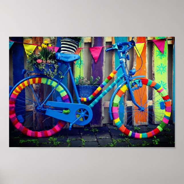 Affiche Bicycle coloré amusant heureux (Devant)