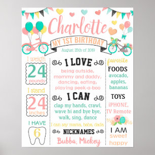 Affiche Bicycle Hearts Spring Birthday chalkboard