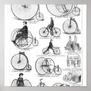 Affiche bicyclette à grande roue penny farthing
