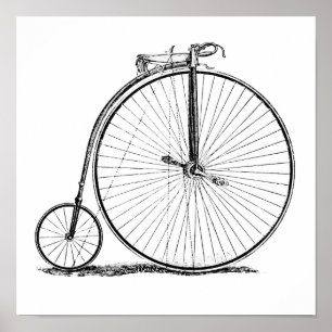 Affiche Bicyclette à grande roue Penny Farthing