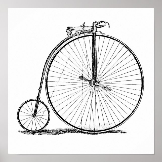 Affiche Bicyclette à grande roue Penny Farthing (Devant)