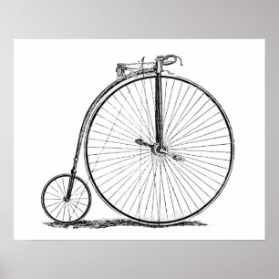 Affiche Bicyclette à grande roue Penny Farthing