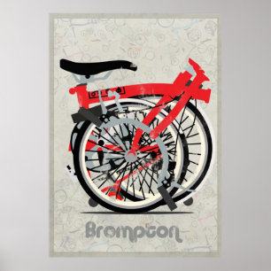 Affiche Bicyclette de Brompton pliée