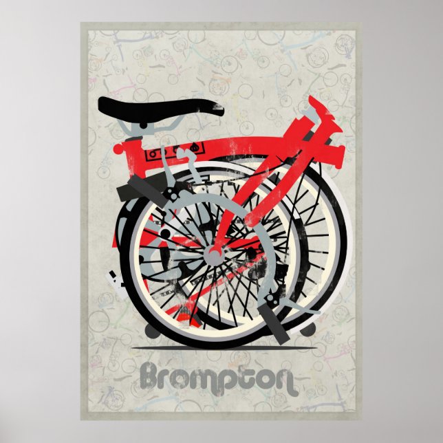 Affiche Bicyclette de Brompton pliée (Devant)