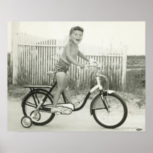 Affiche Bicyclette d'équitation de fille