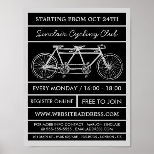 Affiche Bicyclette en tandem, Club de cyclisme publicité