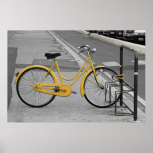 Affiche Bicyclette jaune de dames vintages, Florence,