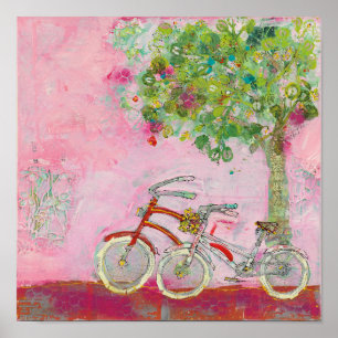 Affiche Bicyclettes roses