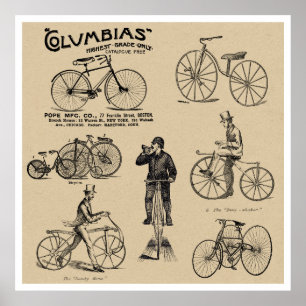 Affiche Bicyclettes Vintages Columbias