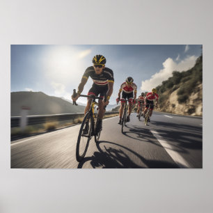 Affiche Bicyclistes sur la route avec espace de copie