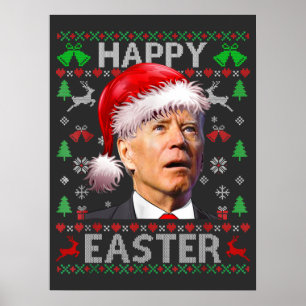Affiche Biden drôle confondu Joyeux Noël Pâques laid T