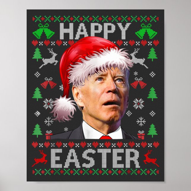 Affiche Biden drôle confondu Joyeux Noël Pâques laid T (Devant)
