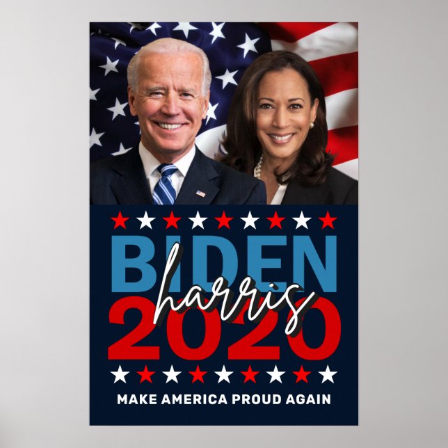 Affiche Biden Harris 2020 Election Patriotic Flag Photo (Devant)