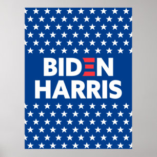 Affiche Biden / Harris White Stars Motif Blue