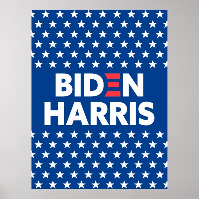 Affiche Biden / Harris White Stars Motif Blue (Devant)