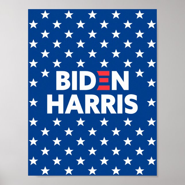 Affiche Biden / Harris White Stars Motif Blue (Devant)