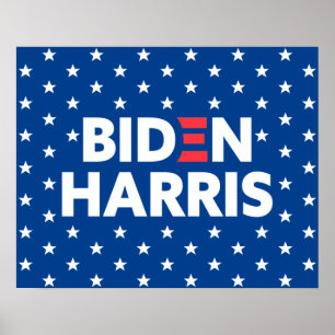 Affiche Biden / Harris White Stars Motif Blue