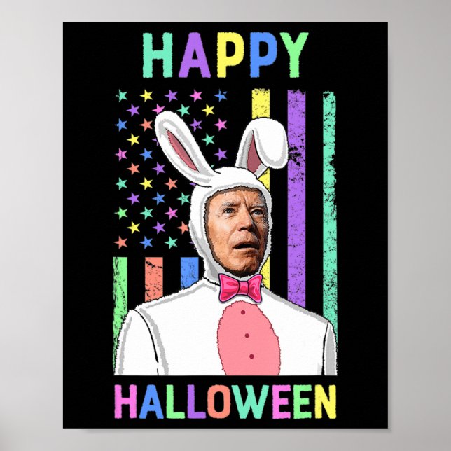 Affiche Biden Pâques Joyeux Halloween Bunny Joe Drapeau de (Devant)