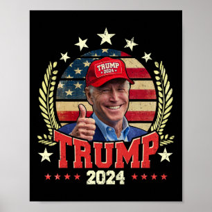 Affiche Biden Portant Trump Chemise Casquette Rouge Drôle