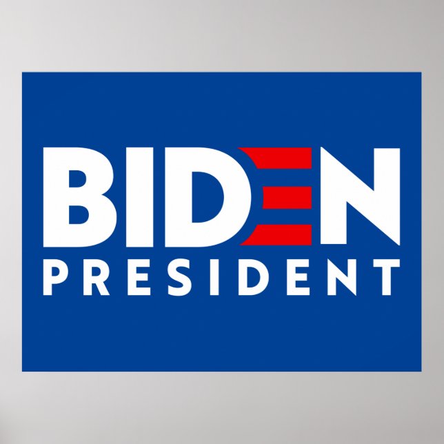 Affiche Biden pour le Président Texte Blanc et Rouge, ZSSG (Devant)