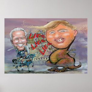 Affiche Biden se défoulant de la bête des mensonges