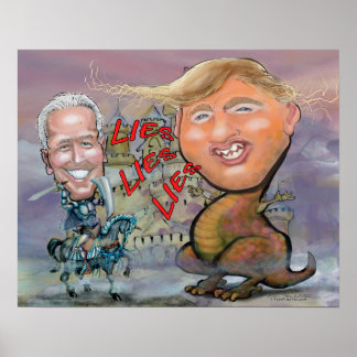 Affiche Biden se défoulant de la bête des mensonges