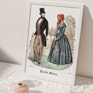 Affiche Biedermeier Couple dans le jardin Plaque de mode V