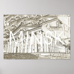 Affiche BiélorБ е л а р у ь с  de Minsk   Architecture Ske