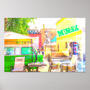 Affiche BiélorБ е л а р ь у с  de Minsk   Architecture Gra