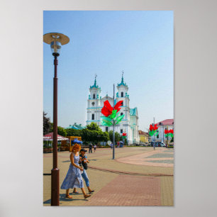 Affiche Biélorussie Grodno Cityscape