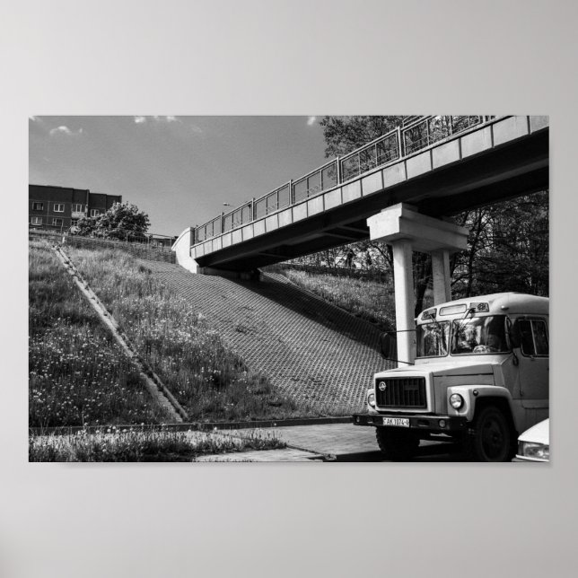 Affiche Biélorussie Grodno vieux bus rétro soviétique (Devant)