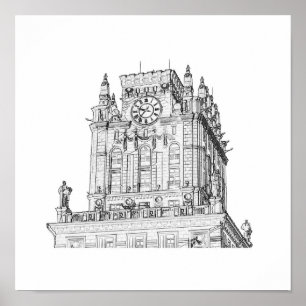 Affiche Biélorussie Minsk City Gates Architecture Sketch