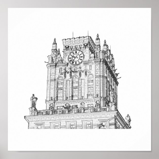 Affiche Biélorussie Minsk City Gates Architecture Sketch (Devant)