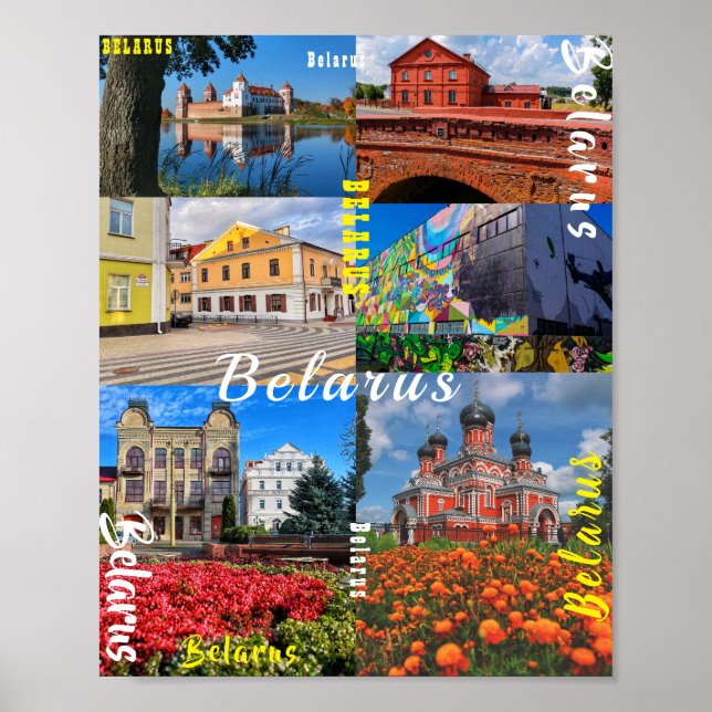 Affiche Biélorussie Minsk Grodno Pinsk Borisov Architectur (Devant)