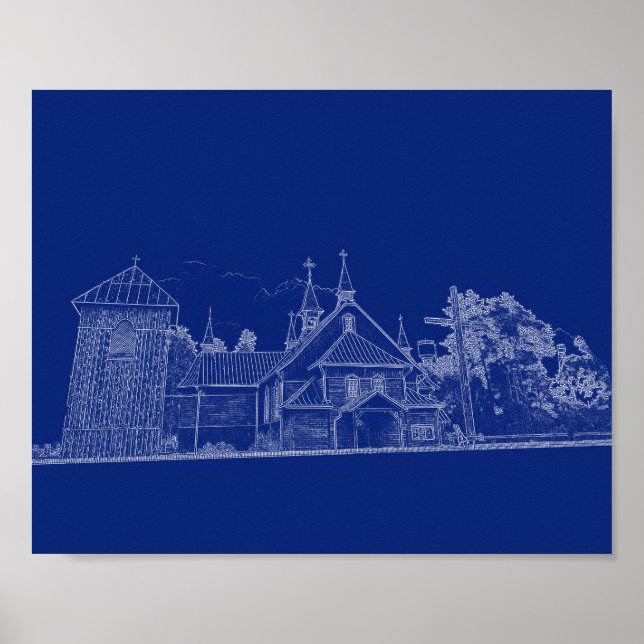 Affiche Biélorussie Porechye Parecca Architecture Catholiq (Devant)