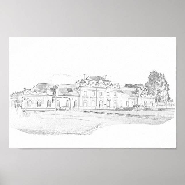 Affiche Biélorussie Porechye Parecca Architecture Gare  (Devant)