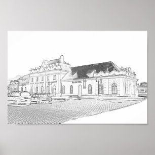 Affiche Biélorussie Porechye Parecca Architecture Station