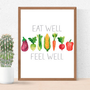 Affiche Bien Manger Sentez Bien Aquarelle Légumes bio