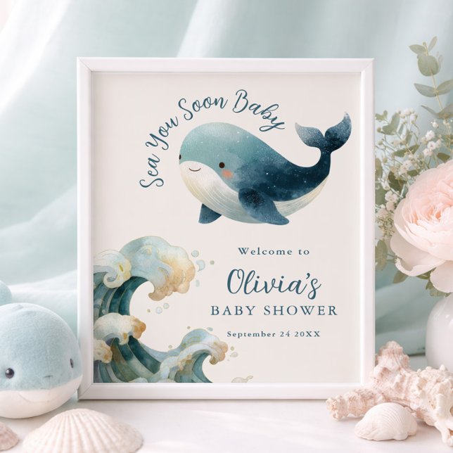 Affiche Bientôt baleine imprimable Mer vous nous reverrons (Créateur téléchargé)