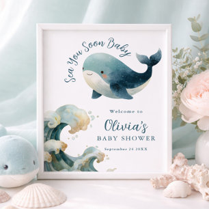 Affiche Bientôt baleine Sea You Soon Imprimable sur fond b