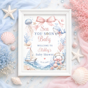 Affiche Bientôt de retour fille Baby Baby Shower Bienvenue