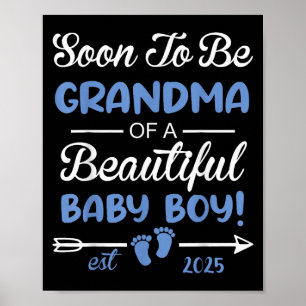 Affiche Bientôt Grand-mère d'un Beau Bébé Garçon Révélé