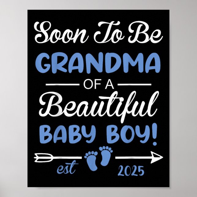 Affiche Bientôt Grand-mère d'un Beau Bébé Garçon Révélé (Devant)
