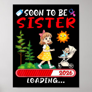 Affiche Bientôt sœur 2026 Chargement Grossesse Annonce Mam