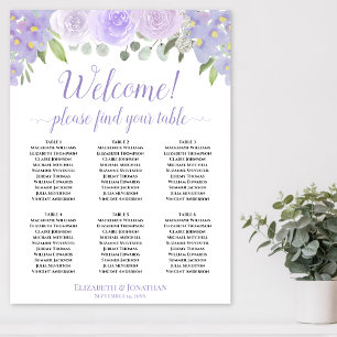 Affiche Bienvenue ! 6 Table Roses Lavande Boho Plan de Tab