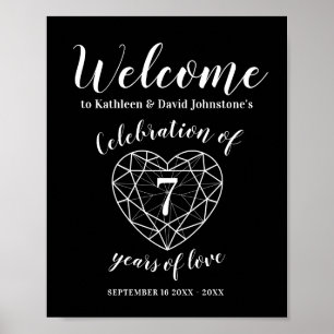 Affiche Bienvenue 7 ans d'amour 7e anniversaire coeur