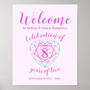 Affiche Bienvenue 8 ans d'amour 8e anniversaire coeur
